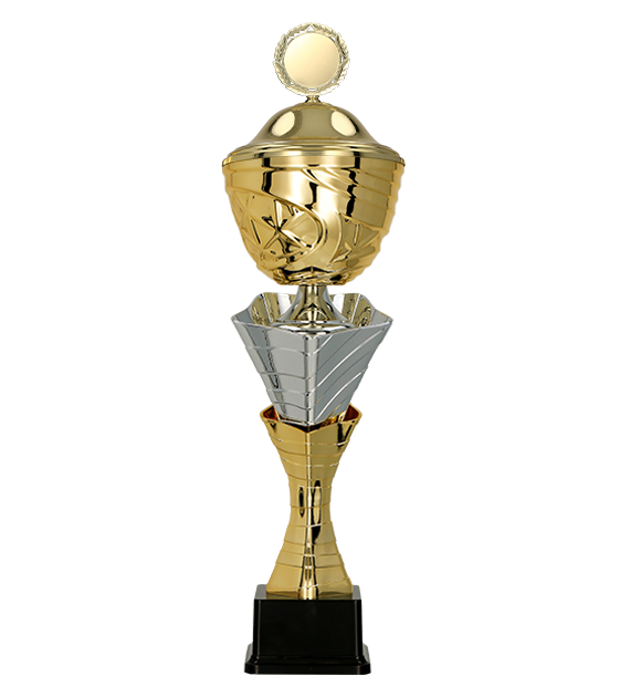 Puchar metalowy złoto-srebrny 3149 – z pokrywką lub bez, 8 rozmiarów (32–53 cm)