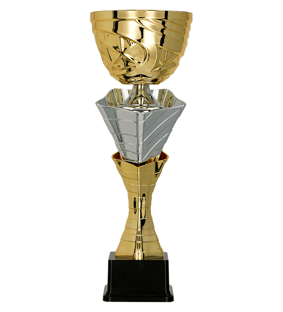 Puchar metalowy złoto-srebrny 3149 – z pokrywką lub bez, 8 rozmiarów (32–53 cm) – zdjęcie 2