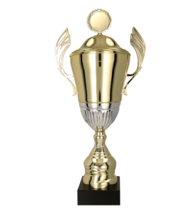Puchar metalowy złoto-srebrny 4128 – z pokrywką lub bez, 8 rozmiarów (36–56 cm)
