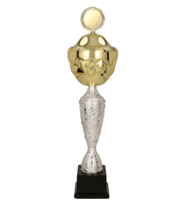 Puchar metalowy złoto-srebrny Gedryt 4186 – z pokrywką lub bez, 10 rozmiarów (23–61 cm)