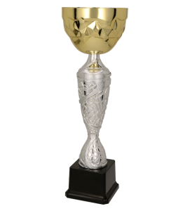 Puchar metalowy złoto-srebrny Gedryt 4186 – z pokrywką lub bez, 10 rozmiarów (23–61 cm) – zdjęcie 2