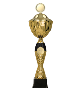 Puchar metalowy złoto-czarny 4221 – z pokrywką lub bez, 10 rozmiarów (22–56 cm)