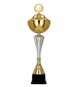 Puchar metalowy złoto-srebrny 7241 – z pokrywką lub bez, 10 rozmiarów (29,5–50 cm)