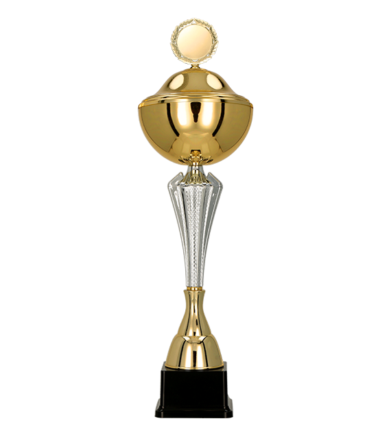 Puchar metalowy złoto-srebrny 7241 – z pokrywką lub bez, 10 rozmiarów (29,5–50 cm)