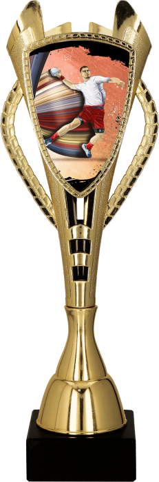 Puchar plastikowy złoty 7243/HAN – piłka ręczna, 6 rozmiarów (30–44 cm)