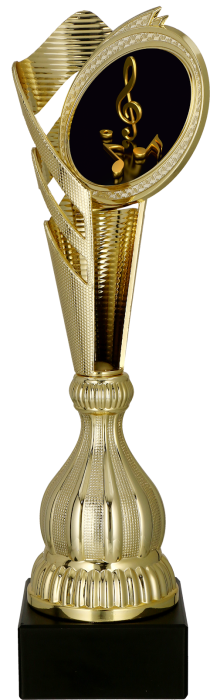 Puchar plastikowy złoty 7249/MUS – muzyka, 3 rozmiary (30,5–37 cm)