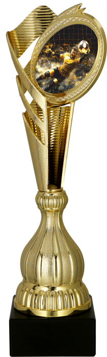 Puchar plastikowy złoty 7249/SOC8 – piłka nożna, 3 rozmiary (30,5–37 cm)
