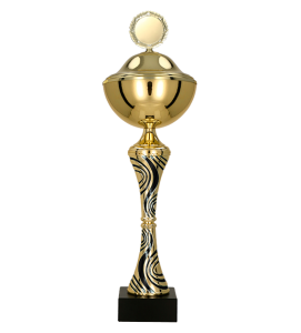 Puchar metalowy złoto-czarny 8359 – z pokrywką lub bez, 16 rozmiarów (23,5–51 cm)