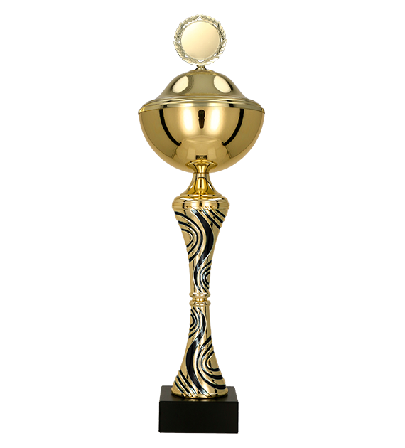 Puchar metalowy złoto-czarny 8359 – z pokrywką lub bez, 16 rozmiarów (23,5–51 cm)