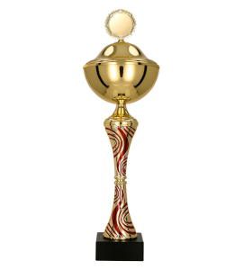 Puchar metalowy złoto-czerwony 8364 – z pokrywką lub bez, 16 rozmiarów (23,5–51 cm)