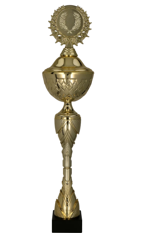 Puchar metalowy złoty 8487 – z pokrywką lub bez, 17 rozmiarów (23,5–61 cm)