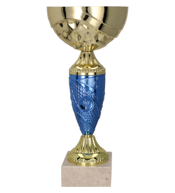 Puchar metalowy złoto-niebieski Santica 9058 – z pokrywką lub bez, 14 rozmiarów (16,5–41 cm) – zdjęcie 2