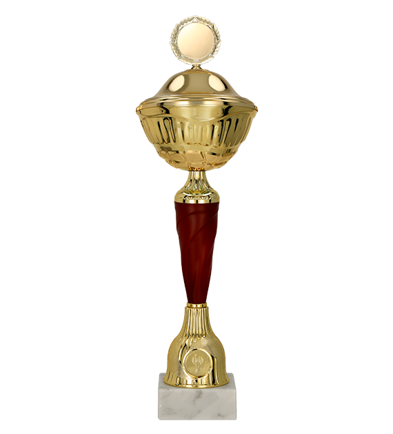 Puchar metalowy złoto-burgundowy 9257 – z pokrywką lub bez, 16 rozmiarów (20–44 cm)