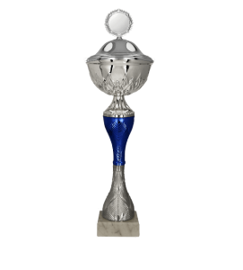 Puchar metalowy srebrno-niebieski 9267 – z pokrywką lub bez, 13 rozmiarów (21–46,5 cm)