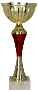 Puchar metalowy złoto-burgundowy 9272 – z pokrywką lub bez, 9 rozmiarów (18,5–35 cm)