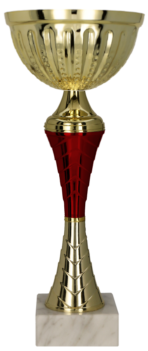Puchar metalowy złoto-burgundowy 9272 – z pokrywką lub bez, 9 rozmiarów (18,5–35 cm)