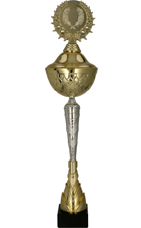 Puchar metalowy złoto-srebrny z pokrywką 9298 – 9 rozmiarów (41–63,5 cm)