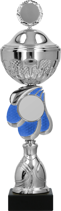 Puchar metalowy srebrno-niebieski 9322 – z pokrywką lub bez, 16 rozmiarów (19–50,5 cm)