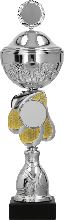 Puchar metalowy złoto-srebrny 9324 – z pokrywką lub bez, 16 rozmiarów (19–50,5 cm)