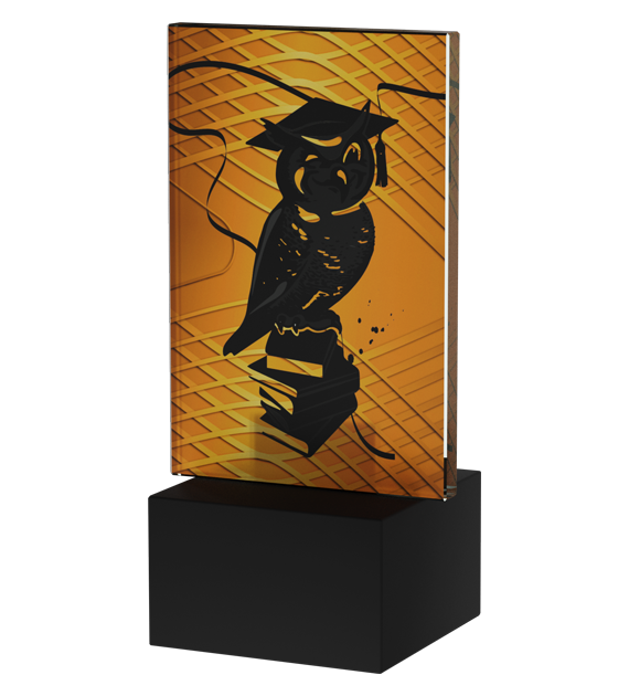 Trofeum szklane Mini-Line Amber AG1-12/SCH – szkoła i edukacja, 12 cm
