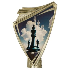 Herb plastikowy złoty z nadrukiem (element na puchar) CREST/CHE – szachy, 10 cm