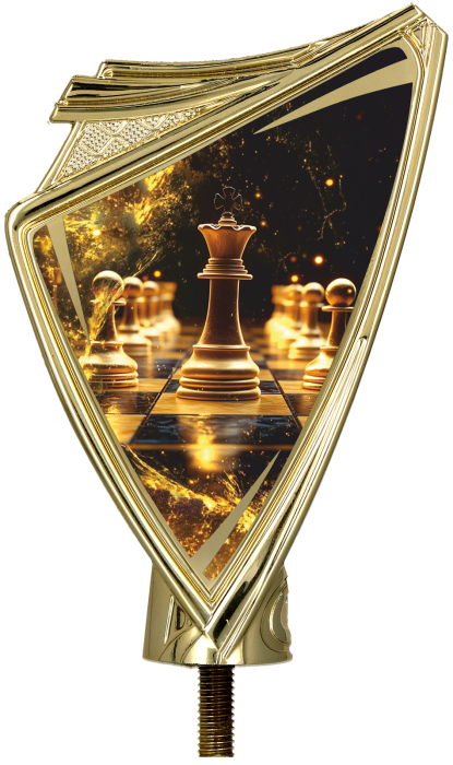 Herb plastikowy złoty z nadrukiem (element na puchar) CREST/CHE2 – szachy, 10 cm