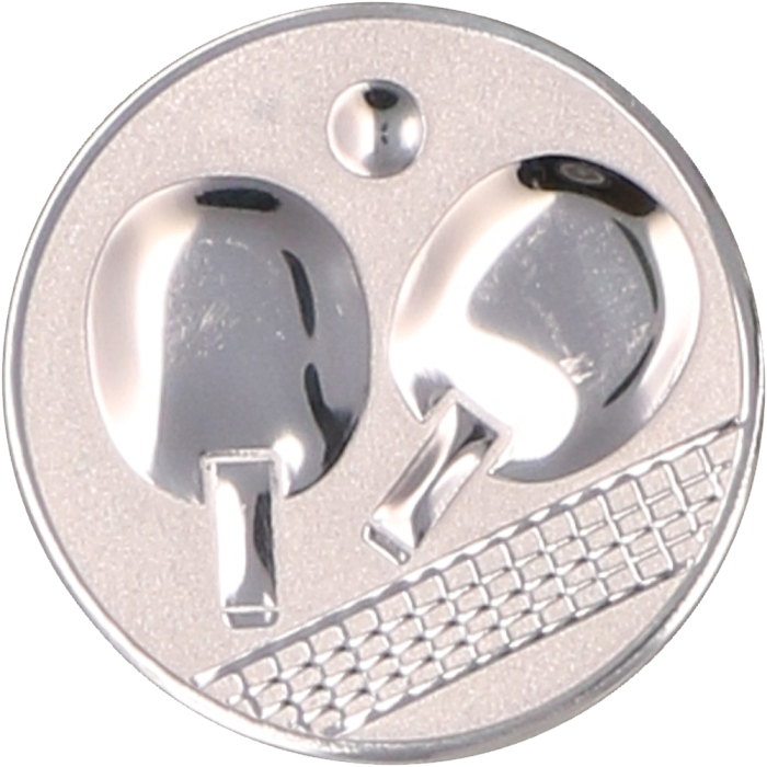 Emblemat aluminiowy srebrny 50 mm (wklejka) D2-A46/S – tenis stołowy