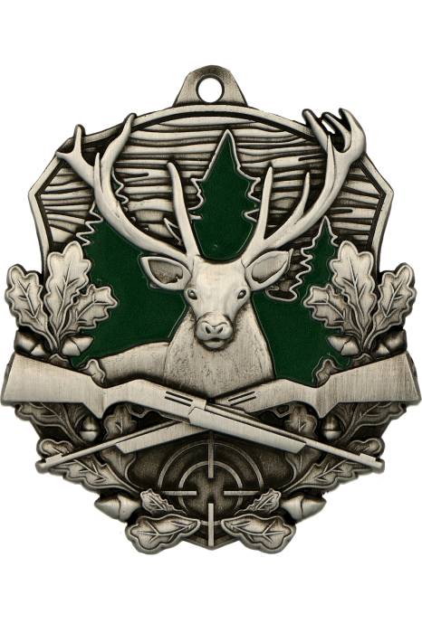 Medal odlewany srebrny MD1770/AS – myślistwo, jeleń, 90 × 70 mm
