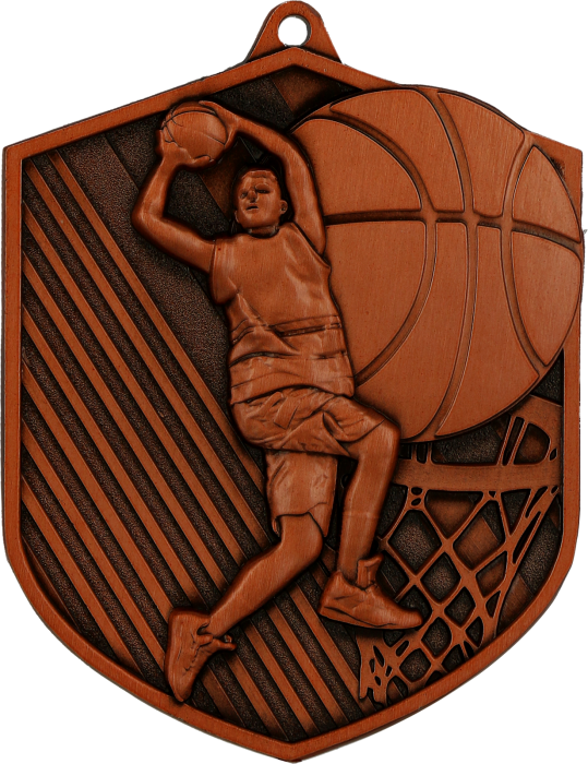 Medal odlewany brązowy MD8048/B – koszykówka, 79 × 64 mm