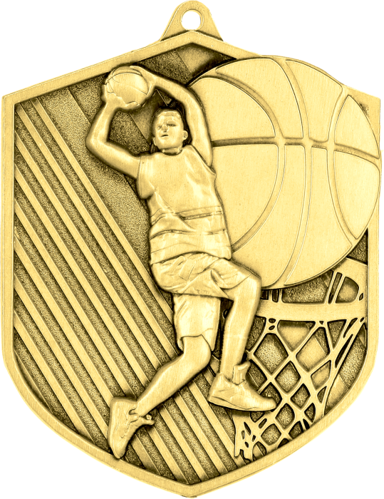 Medal odlewany złoty MD8048/G – koszykówka, 79 × 64 mm