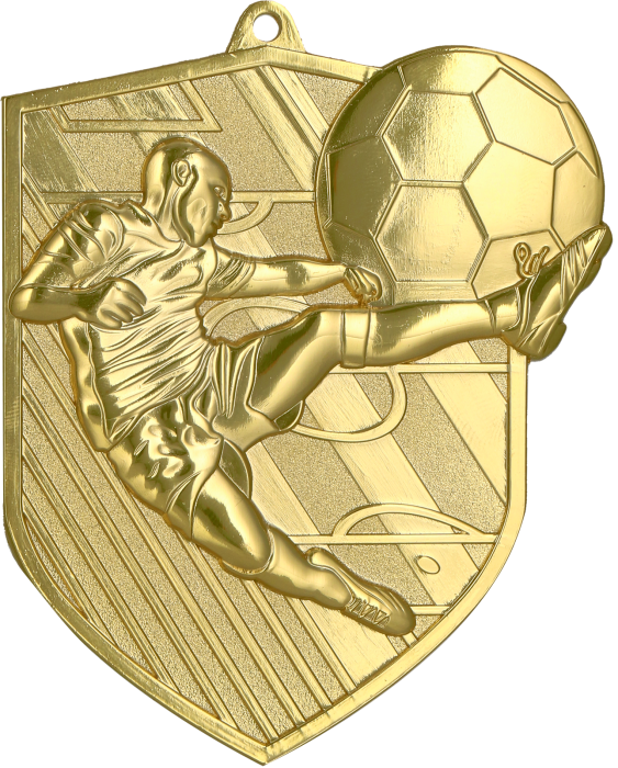 Medal odlewany złoty MD8049/G – piłka nożna, 78 × 67 mm