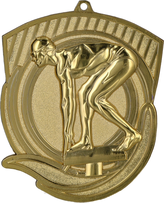 Medal odlewany złoty MD8062/G – pływanie, 80 × 60 mm
