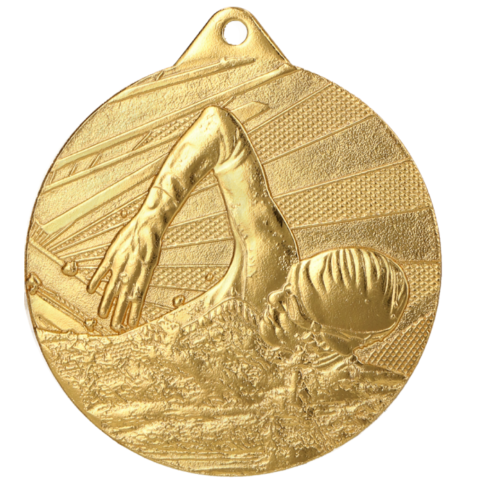 Medal stalowy złoty ME003/G – pływanie, Ø 50 mm