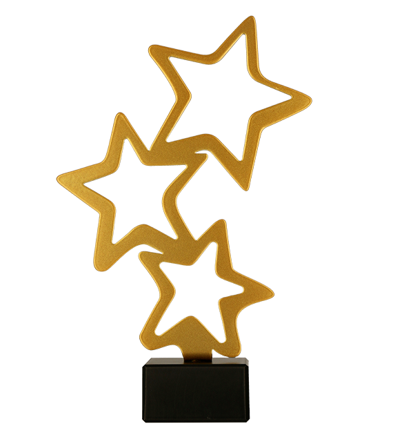 Statuetka metalowa Metline na marmurowej podstawie ML-STA – gwiazdki x3, 21 cm
