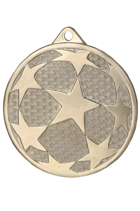 Medal stalowy srebrny MMC1250/S – piłka nożna, gwiazdy, Ø 50 mm
