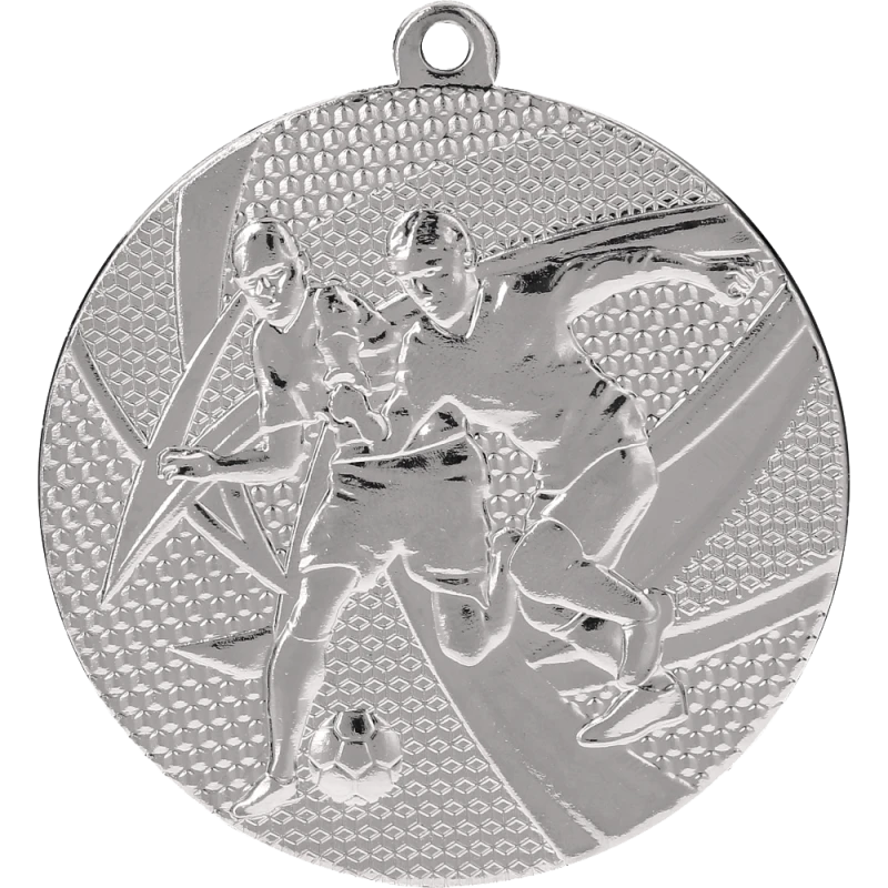 Medal stalowy srebrny MMC15050/S – piłka nożna, Ø 50 mm