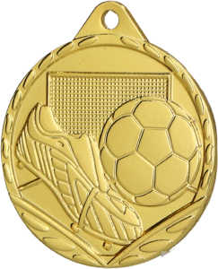 Medal stalowy złoty MMC3032/G – piłka nożna, Ø 32 mm