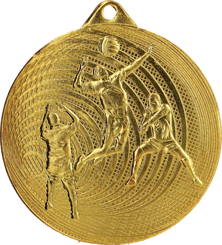 Medal stalowy złoty MMC3073/G – siatkówka, Ø 70 mm