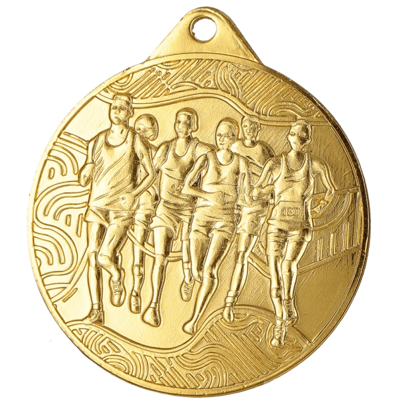 Medal stalowy złoty MMC32050/G – biegi, Ø 50 mm