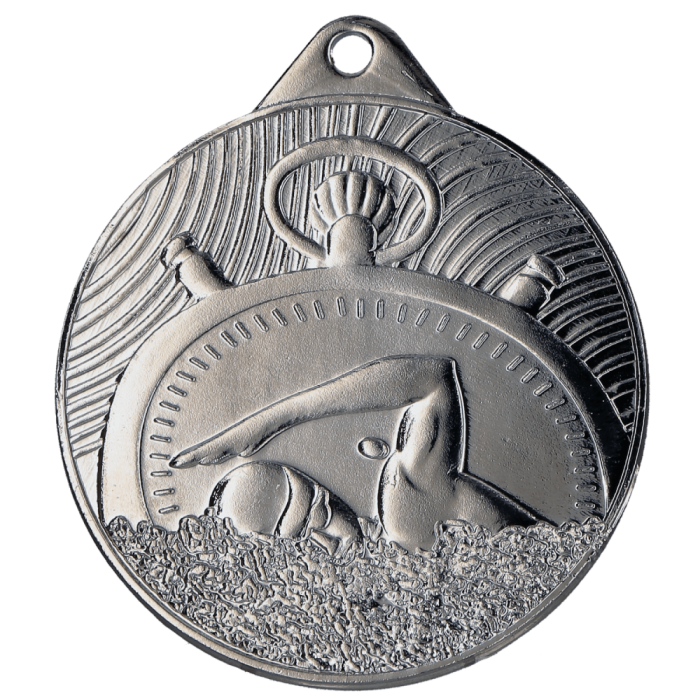 Medal stalowy srebrny MMC33050/S – pływanie, Ø 50 mm
