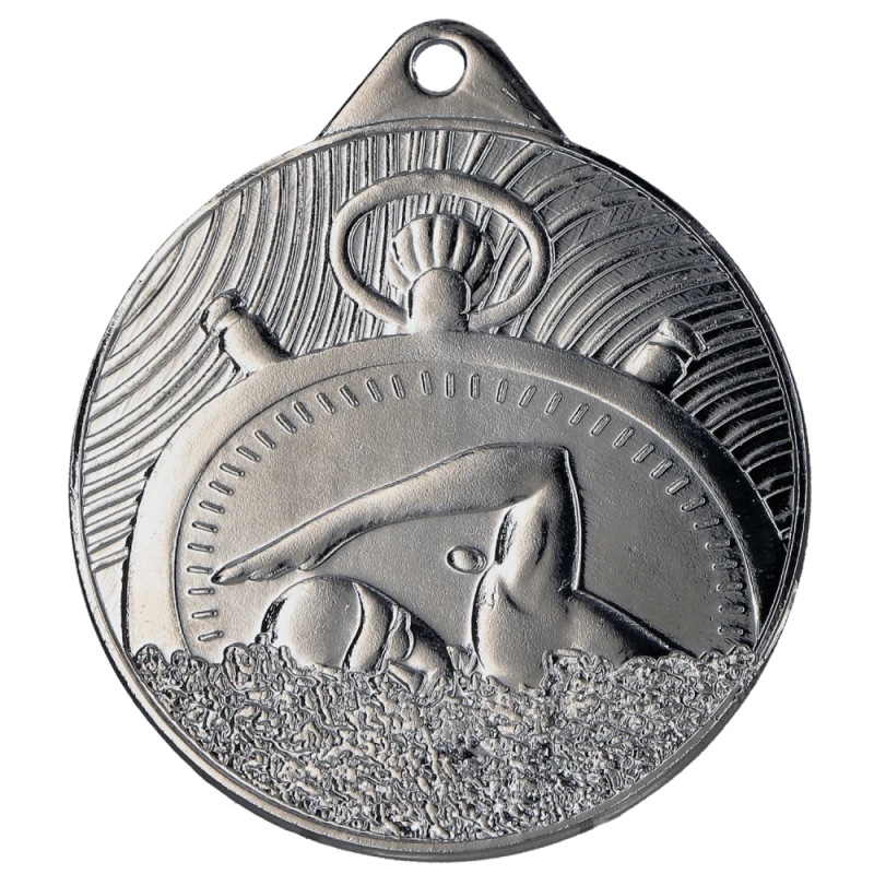 Medal stalowy srebrny MMC33050/S – pływanie, Ø 50 mm