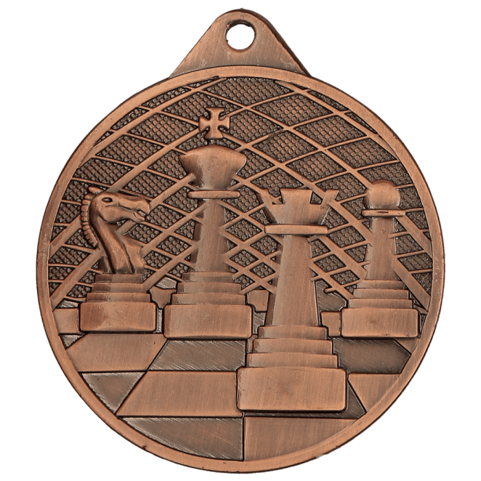 Medal stalowy brązowy MMC34050/B – szachy, Ø 50 mm