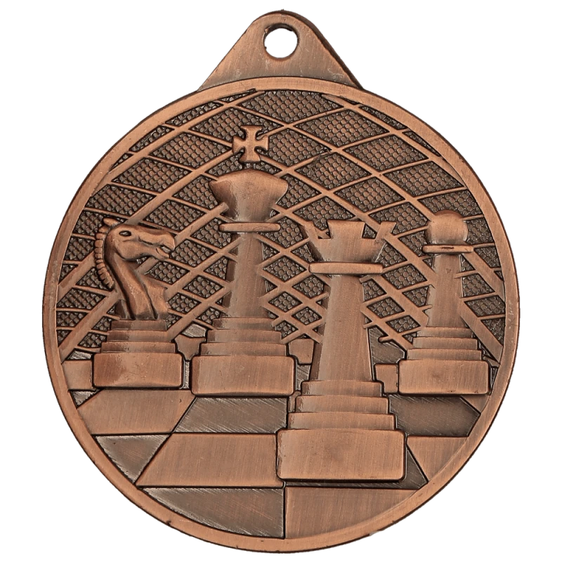 Medal stalowy brązowy MMC34050/B – szachy, Ø 50 mm