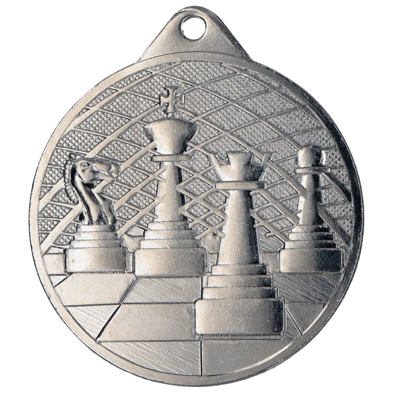 Medal stalowy srebrny MMC34050/S – szachy, Ø 50 mm