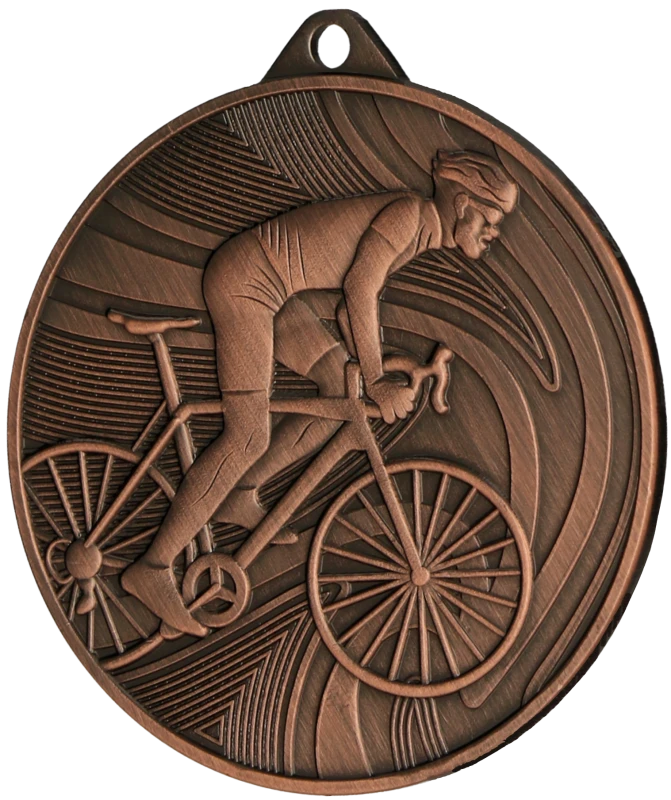 Medal stalowy brązowy MMC38050/B – kolarstwo, Ø 50 mm