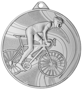 Medal stalowy srebrny MMC38050/S – kolarstwo, Ø 50 mm