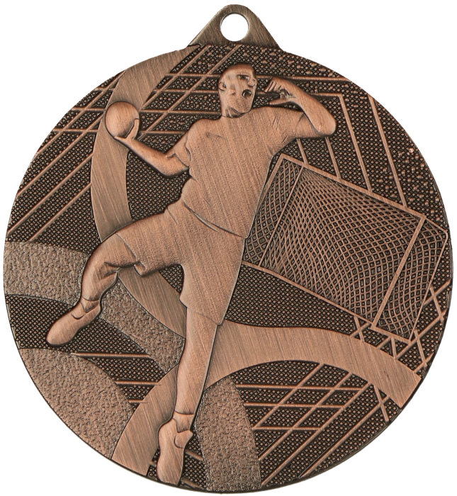 Medal stalowy brązowy MMC39050/B – piłka ręczna, Ø 50 mm