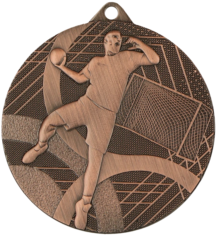 Medal stalowy brązowy MMC39050/B – piłka ręczna, Ø 50 mm