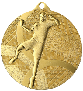 Medal stalowy złoty MMC39050/G – piłka ręczna, Ø 50 mm