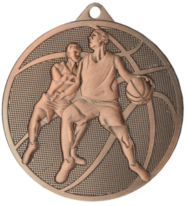 Medal stalowy brązowy MMC40050/B – koszykówka, piłka koszykowa, Ø 50 mm